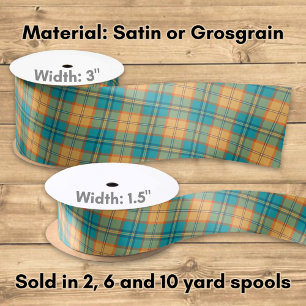 Kingfisher Tartan Satin Ribbon Satinband
