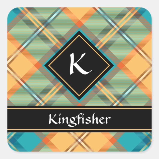 Kingfisher Tartan Square Sticker (Vorderseite)