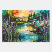 Kingfisher über Wasser und Wildblumen Geschenkpapier Set (Vorderseite 2)