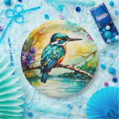 Kingfisher über Wasser und Wildblumen Pappteller (Party)