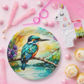 Kingfisher über Wasser und Wildblumen Pappteller (Party)