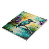 Kingfisher über Wildblumen Fliese (Seite)