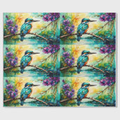 Kingfisher über Wildblumen Geschenkpapier (Flach)