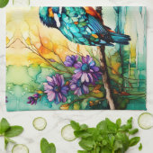 Kingfisher über Wildblumen Geschirrtuch (Gefaltet)