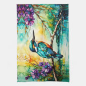 Kingfisher über Wildblumen Geschirrtuch (Vertikal)