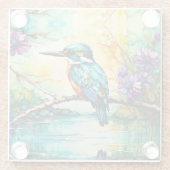 Kingfisher über Wildblumen Glasuntersetzer (Rückseite)