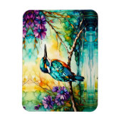 Kingfisher über Wildblumen Magnet (Vertikal)