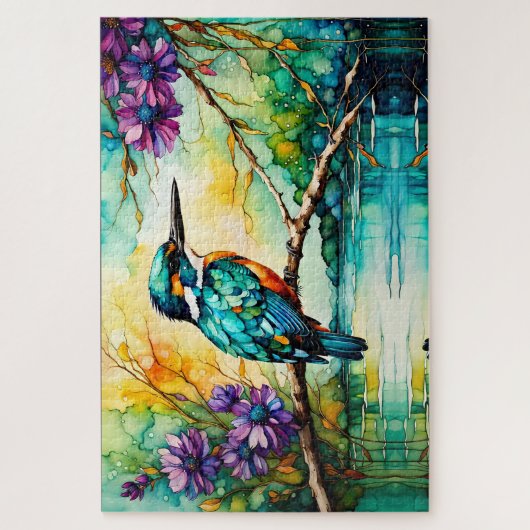 Kingfisher über Wildblumen Puzzle (Vertikal)