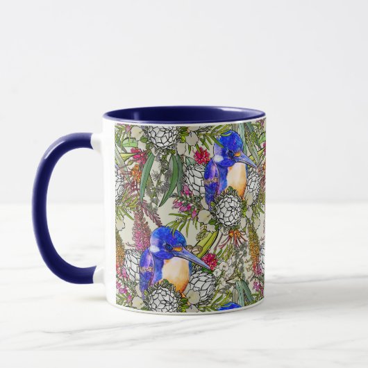 Kingfisher und einheimische australische Blume Tasse (Links)