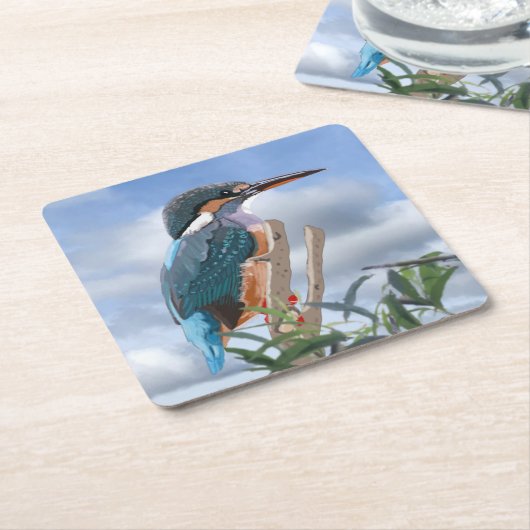 Kingfisher und Willow Rechteckiger Pappuntersetzer (angewinkelt)