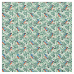 Kingfisher Vögel und Blätter Stoff