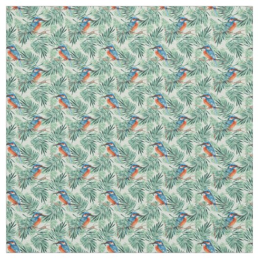 Kingfisher Vögel und Blätter Stoff (Muster)