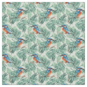 Kingfisher Vögel und Blätter Stoff (Nahaufnahme)