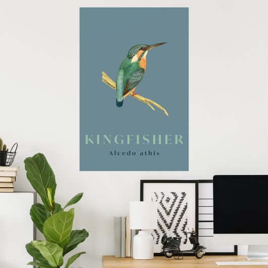 Kingfisher Vogel Vintage Poster (Heimbüro)