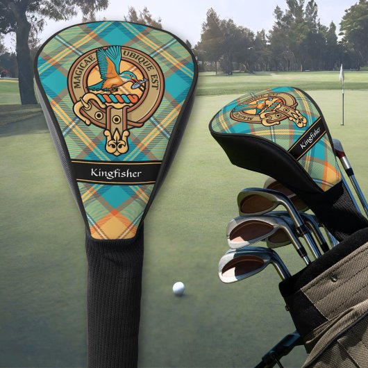 Kingfisher Wappen über Tartan Golf Head Cover Headcover