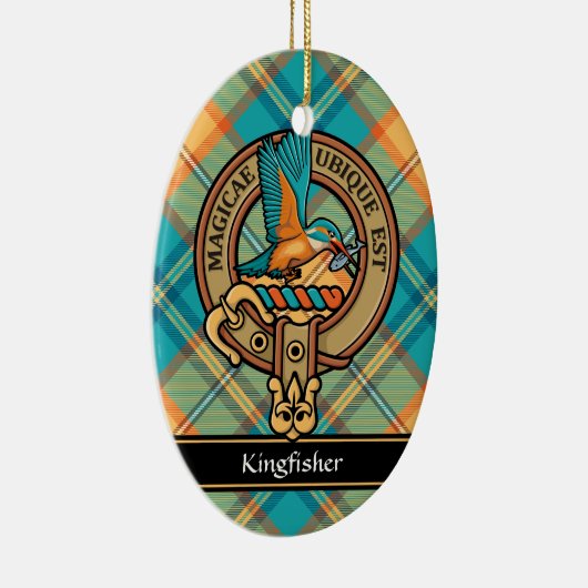 Kingfisher-Wappen über Tartan Keramik Ornament (Rechts)
