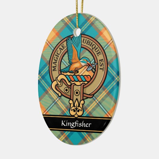 Kingfisher-Wappen über Tartan Keramik Ornament (Links)