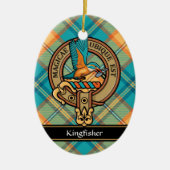 Kingfisher-Wappen über Tartan Keramik Ornament (Vorne)