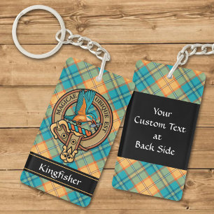 Kingfisher Wappen über Tartan Schlüsselanhänger
