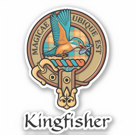 Kingfisher Wappen über Tartan Sticker (Vorderseite)