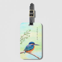Kingfisher Watercolor Blue Orange Bird
