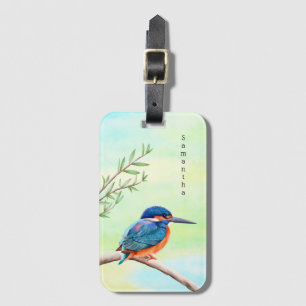 Kingfisher Watercolor Blue Orange Bird Gepäckanhänger