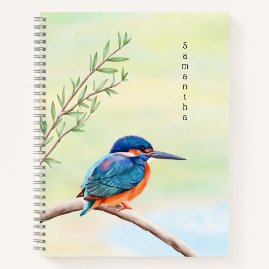Kingfisher Watercolor Blue Orange Bird Notizblock (Vorderseite)