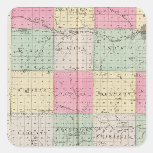 Kingman Landkreis, Kansas Quadratischer Aufkleber (Vorderseite)