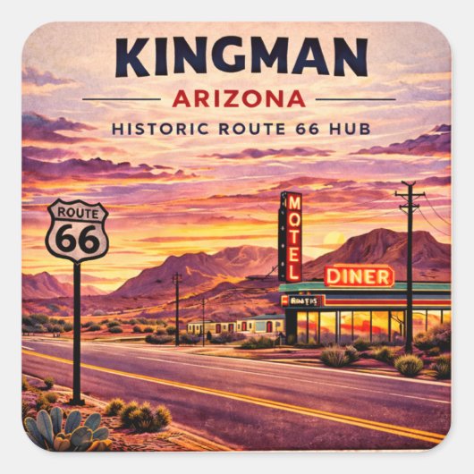 Kingman Route 66 Retro Roadside Aufkleber Geschenk (Vorderseite)