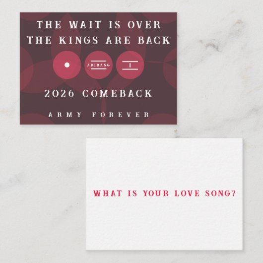 Kings are Back ARIRANG Comeback Freebie Card Begleitkarte (Vorne/Hinten)