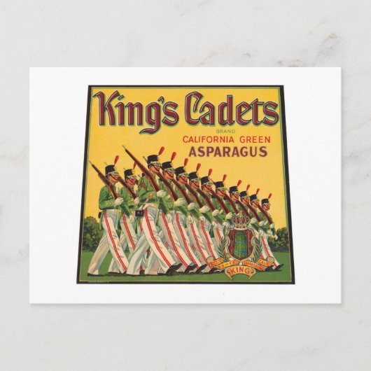 King's Cadets Vintag Asparagus Label Postkarte (Vorderseite)