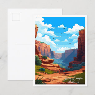 Kings Canyon Australien Reise Vintage-Illustration Postkarte