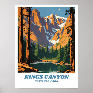 Kings Canyon National Park Illustration Retro Vaca Poster