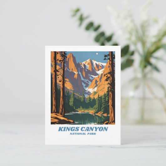 Kings Canyon National Park Illustration Retro Vaca Postkarte (Stehend Vorderseite)