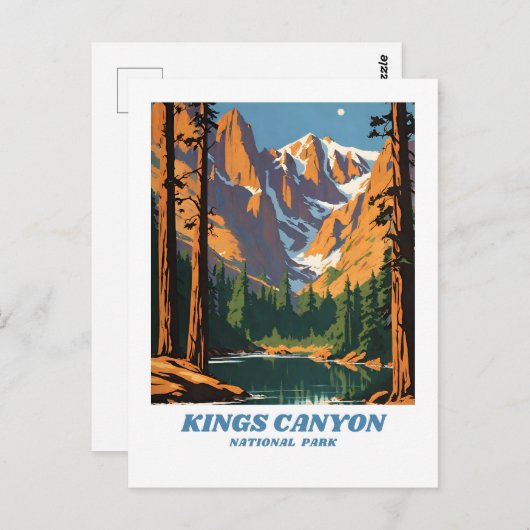 Kings Canyon National Park Illustration Retro Vaca Postkarte (Vorne/Hinten)