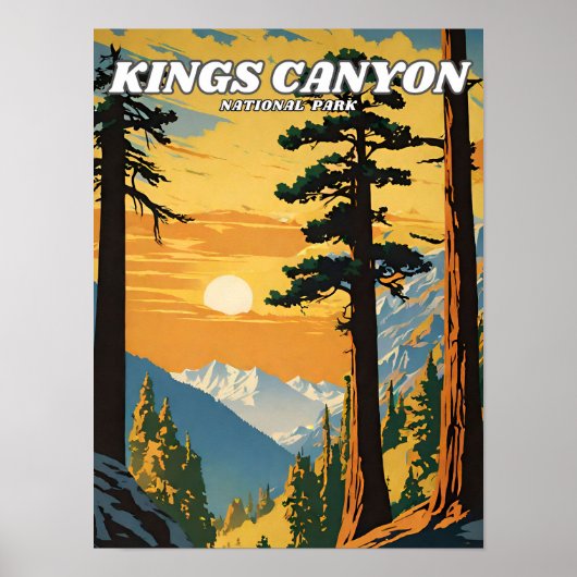 Kings Canyon National Park Illustrationsretro Poster (Vorne)