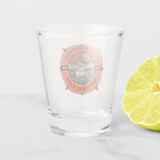 Kings Canyon National Park Mule Deer Retro Compass Schnapsglas (Rückseite)