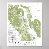 Kings Canyon National Park Retro Street Karte Poster (Vorne)