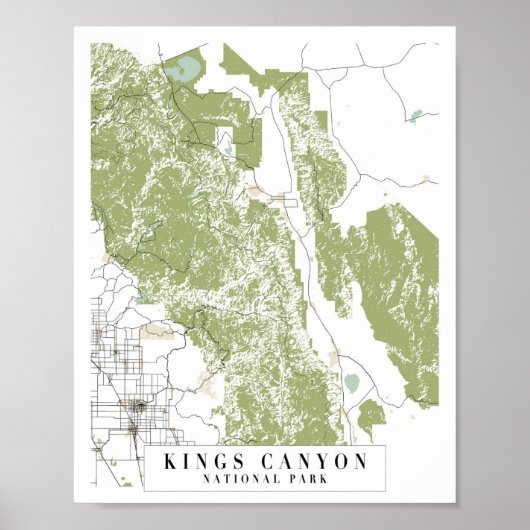 Kings Canyon National Park Retro Street Karte Poster (Vorne)