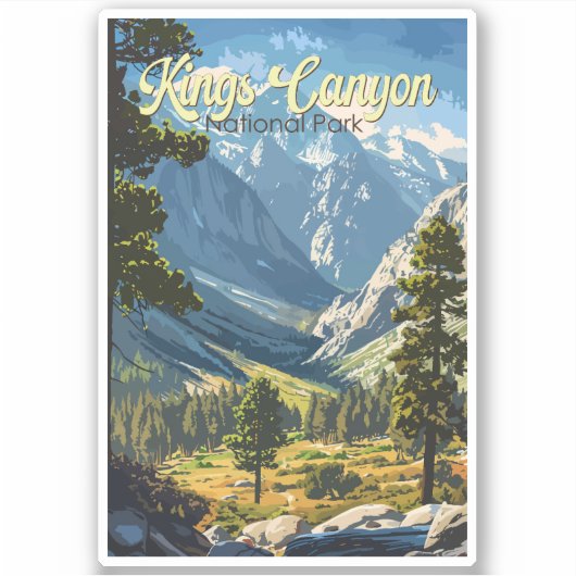 Kings Canyon Nationalpark Illustration Kunst, Dich Aufkleber (Vorderseite)