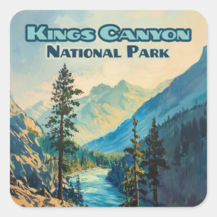 Kings-Canyon-Nationalpark Kalifornien Vintage Quadratischer Aufkleber