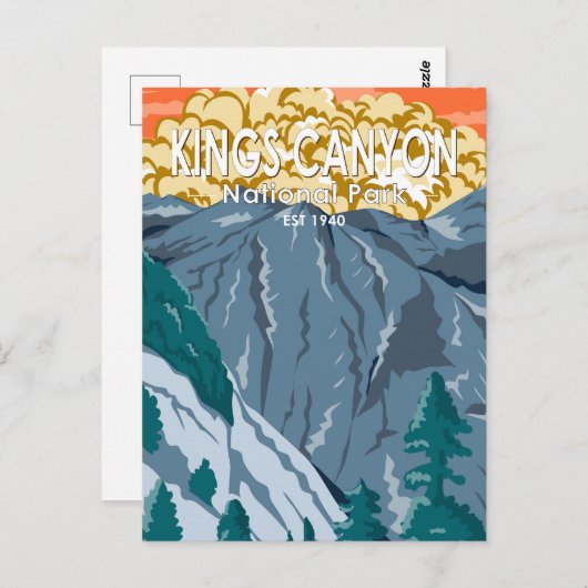 Kings Canyon Nationalpark Sunset Vintag Postkarte (Vorne/Hinten)