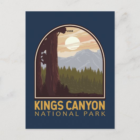 Kings Canyon Nationalpark Vintages Emblem Postkarte (Vorderseite)