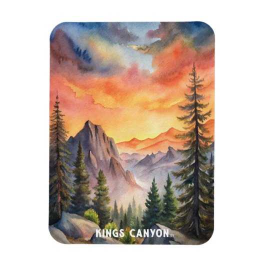 Kings Canyon Nationalpark Watercolor Malerei Magnet (Vertikal)