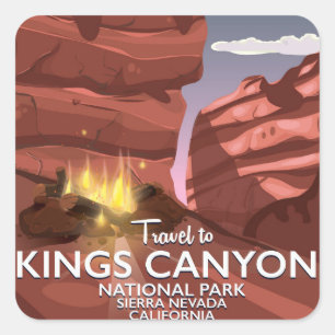 Kings Canyon Sierra Nevada Reiseplakat Quadratischer Aufkleber