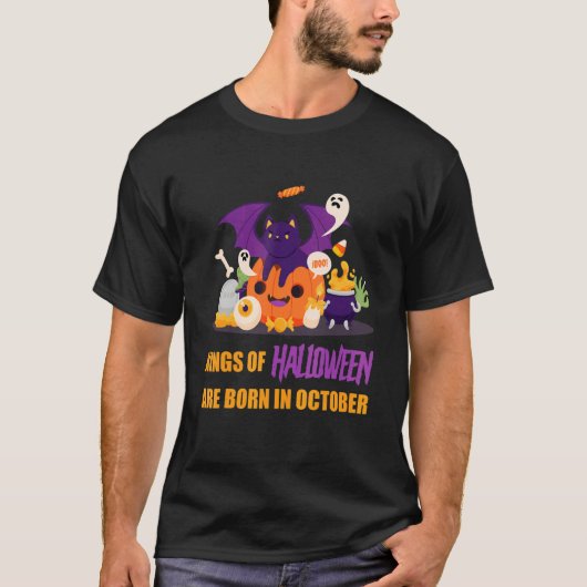 Kings Of Halloween Are Born In October Halloween B T-Shirt (Vorderseite)
