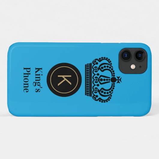 King's Phone Blue Background Monogram Personalisie Case-Mate iPhone Hülle (Rückseite (Horizontal))