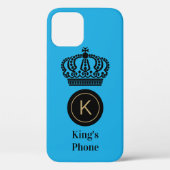 King's Phone Blue Background Monogramm individuell Case-Mate iPhone Hülle (Rückseite)