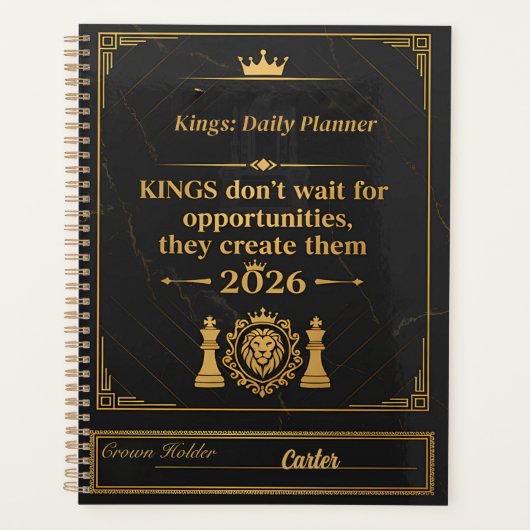 Kings Planner 2026 - Customizable Name | Luxury Bl Planer (Vorderseite)