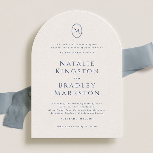 Kingston Elegant Monogram Typografy Wedding Einladung